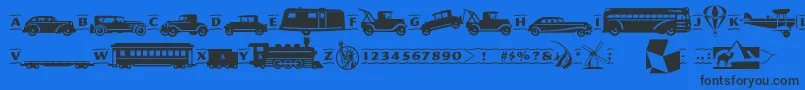 Pftransport Font – Black Fonts on Blue Background