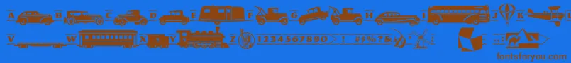 Pftransport Font – Brown Fonts on Blue Background