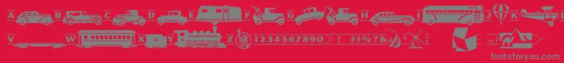 Pftransport Font – Gray Fonts on Red Background