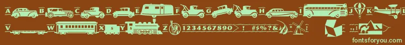 Pftransport Font – Green Fonts on Brown Background