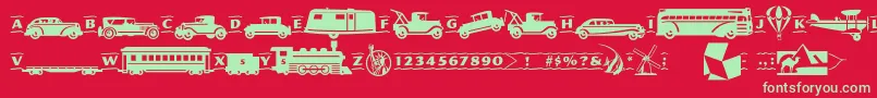 Pftransport Font – Green Fonts on Red Background