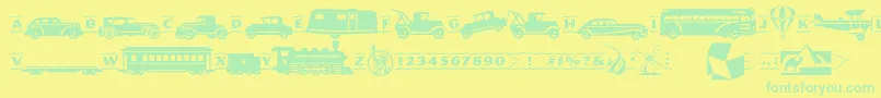 Pftransport Font – Green Fonts on Yellow Background