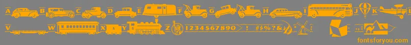 Pftransport Font – Orange Fonts on Gray Background