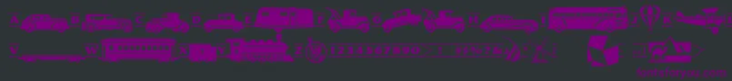 Pftransport-Schriftart – Violette Schriften auf schwarzem Hintergrund