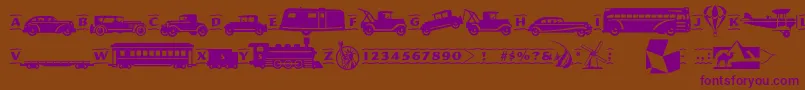 Pftransport Font – Purple Fonts on Brown Background