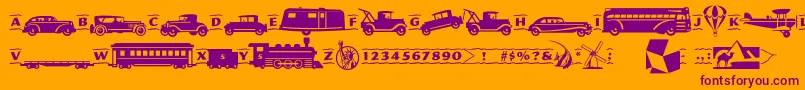 Pftransport Font – Purple Fonts on Orange Background