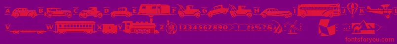 Pftransport Font – Red Fonts on Purple Background