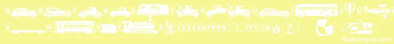 Pftransport Font – White Fonts on Yellow Background