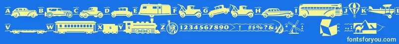 Pftransport Font – Yellow Fonts on Blue Background