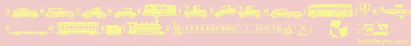 Pftransport Font – Yellow Fonts on Pink Background