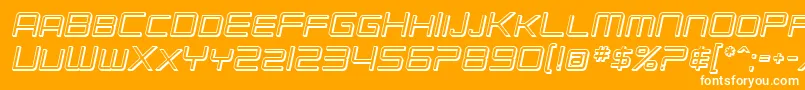 SfChromium24ScOblique-Schriftart – Weiße Schriften auf orangefarbenem Hintergrund