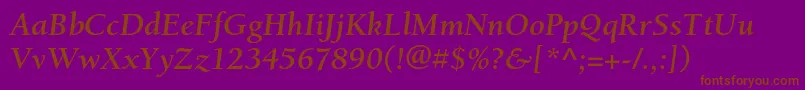 BerkeleystdBolditalic-fontti – ruskeat fontit violetilla taustalla
