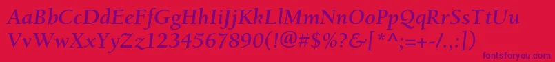 BerkeleystdBolditalic Font – Purple Fonts on Red Background