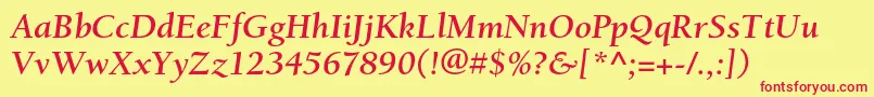 BerkeleystdBolditalic Font – Red Fonts on Yellow Background