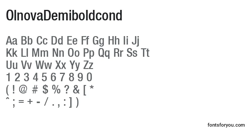 OlnovaDemiboldcond font – alphabet, numbers, special characters