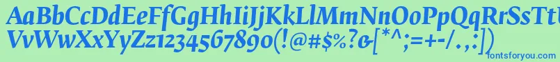 FedraserifbproBolditalic Font – Blue Fonts on Green Background