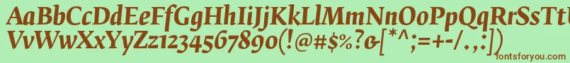 FedraserifbproBolditalic-fontti – ruskeat fontit vihreällä taustalla