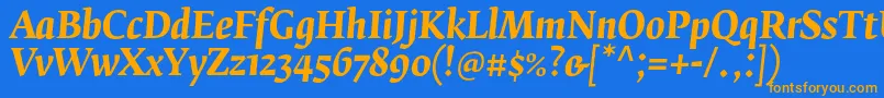 FedraserifbproBolditalic Font – Orange Fonts on Blue Background