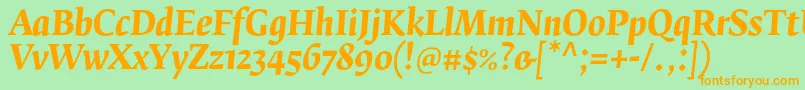 FedraserifbproBolditalic Font – Orange Fonts on Green Background