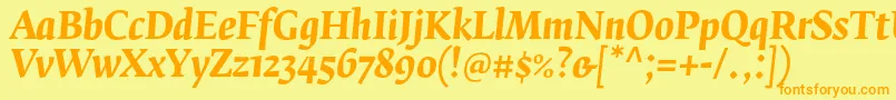 FedraserifbproBolditalic Font – Orange Fonts on Yellow Background