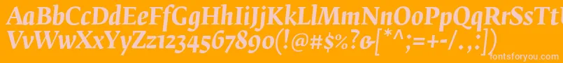 FedraserifbproBolditalic-fontti – vaaleanpunaiset fontit oranssilla taustalla