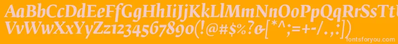 フォントFedraserifbproBolditalic – オレンジの背景にピンクのフォント