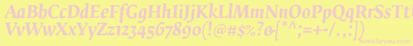 FedraserifbproBolditalic-fontti – vaaleanpunaiset fontit keltaisella taustalla