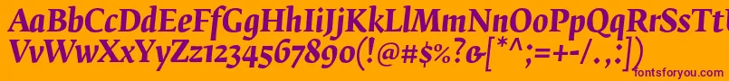 FedraserifbproBolditalic-Schriftart – Violette Schriften auf orangefarbenem Hintergrund