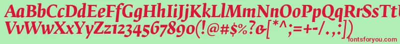 FedraserifbproBolditalic Font – Red Fonts on Green Background