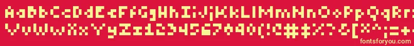 TinyRegular Font – Yellow Fonts on Red Background