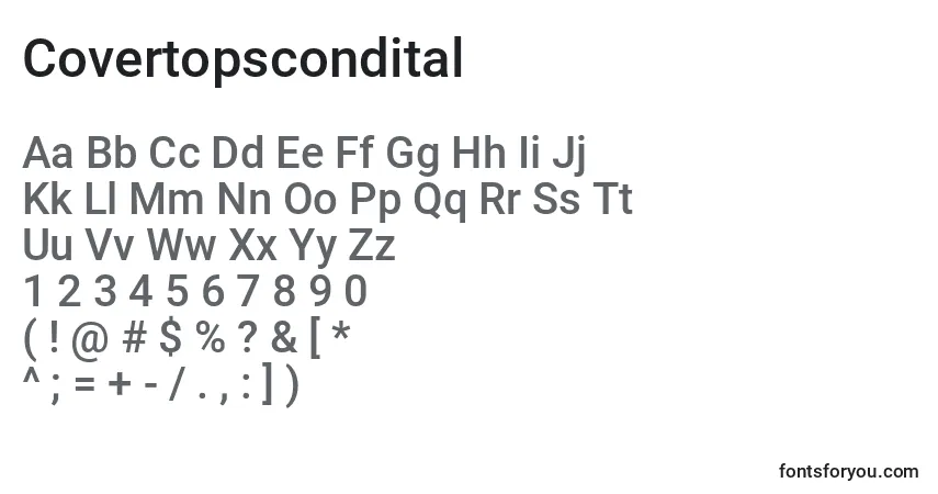 A fonte Covertopscondital – alfabeto, números, caracteres especiais