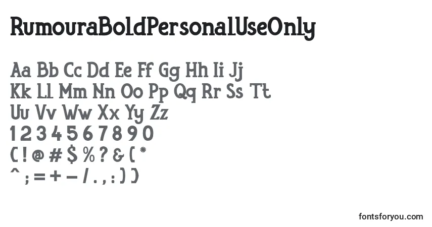 Schriftart RumouraBoldPersonalUseOnly (68310) – Alphabet, Zahlen, spezielle Symbole