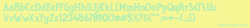 Fonte RumouraBoldPersonalUseOnly – fontes verdes em um fundo amarelo