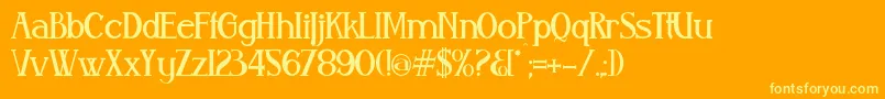 Aleijadi-Schriftart – Gelbe Schriften auf orangefarbenem Hintergrund