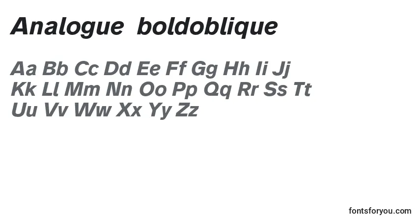Czcionka Analogue76boldoblique (68314) – alfabet, cyfry, specjalne znaki