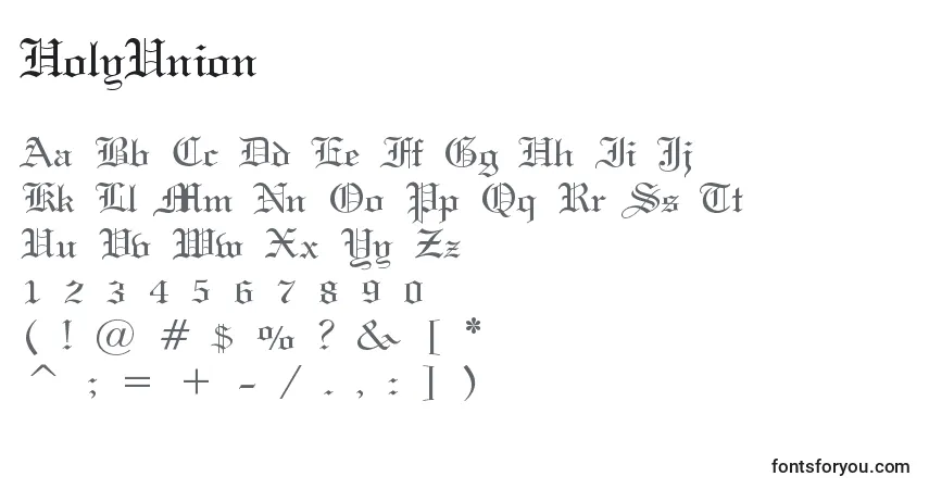 A fonte HolyUnion – alfabeto, números, caracteres especiais