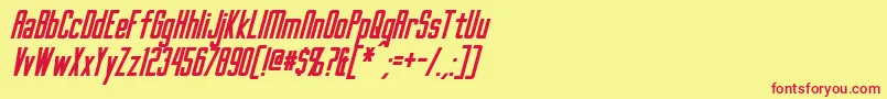 フォントGothamNightsBoldItalic – 赤い文字の黄色い背景