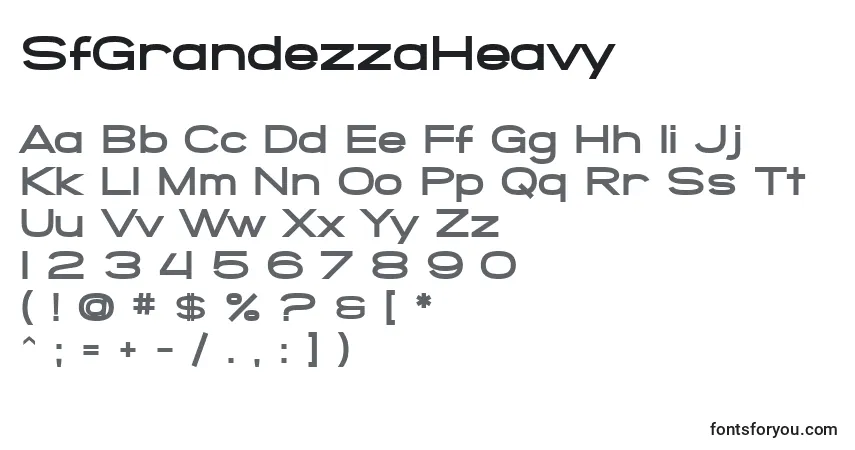 Czcionka SfGrandezzaHeavy – alfabet, cyfry, specjalne znaki