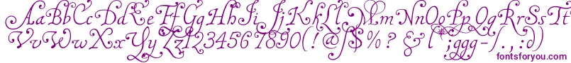 Malatnu-Schriftart – Violette Schriften auf weißem Hintergrund