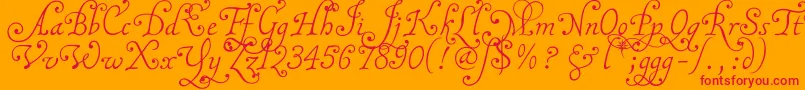 Malatnu-Schriftart – Rote Schriften auf orangefarbenem Hintergrund