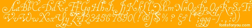 Malatnu-Schriftart – Weiße Schriften auf orangefarbenem Hintergrund