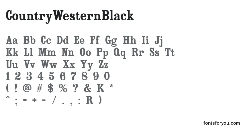 Czcionka CountryWesternBlack – alfabet, cyfry, specjalne znaki