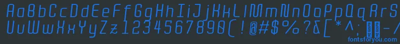 QuotaRegularitalic Font – Blue Fonts on Black Background