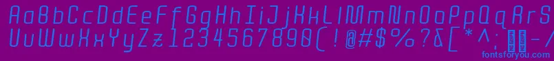 QuotaRegularitalic Font – Blue Fonts on Purple Background