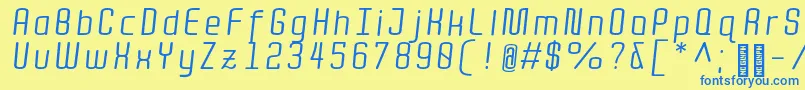 QuotaRegularitalic Font – Blue Fonts on Yellow Background
