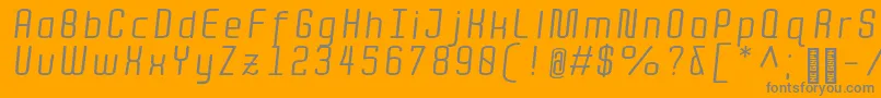 フォントQuotaRegularitalic – オレンジの背景に灰色の文字
