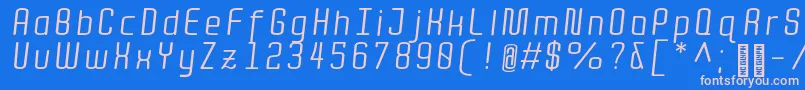フォントQuotaRegularitalic – ピンクの文字、青い背景