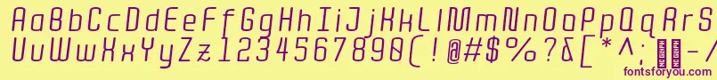 QuotaRegularitalic-fontti – violetit fontit keltaisella taustalla