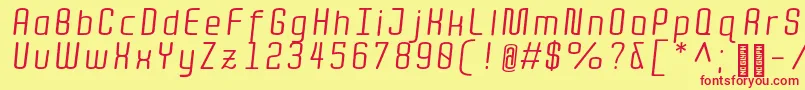 QuotaRegularitalic-fontti – punaiset fontit keltaisella taustalla
