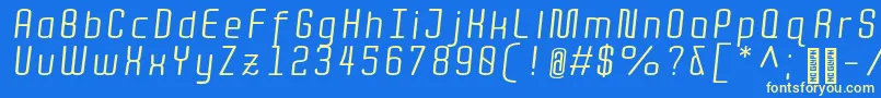 Czcionka QuotaRegularitalic – żółte czcionki na niebieskim tle